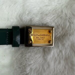 Dolce & Gabbana Green,blue Leather Belt with Gold Buckle